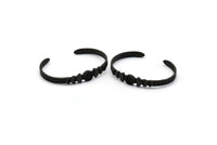 Black Moon Cuff, Oxidized Black Plated Brass Moon Phases Cuff Stone Setting With 1 Pad -  Pad Size 8mm N1667 H1398