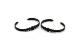 Black Moon Cuff, Oxidized Black Plated Brass Moon Phases Cuff Stone Setting With 1 Pad -  Pad Size 8mm N1667 H1398