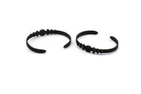 Black Moon Cuff, Oxidized Black Plated Brass Moon Phases Cuff Stone Setting With 1 Pad -  Pad Size 8mm N1667 H1398