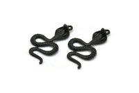 Black Snake Charm, Oxidized Black Brass Cobra Snake Charm With 1 Loop, Pendants, Findings, Earrings (45x26x8x2mm) N1639 H1166