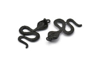 Black Snake Charm, Oxidized Black Brass Cobra Snake Charm With 1 Loop, Pendants, Findings, Earrings (45x26x8x2mm) N1639 H1166