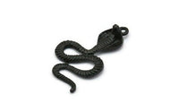Black Snake Charm, Oxidized Black Brass Cobra Snake Charm With 1 Loop, Pendants, Findings, Earrings (45x26x8x2mm) N1639 H1166