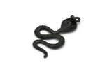 Black Snake Charm, Oxidized Black Brass Cobra Snake Charm With 1 Loop, Pendants, Findings, Earrings (45x26x8x2mm) N1639 H1166