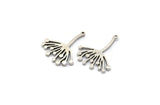 Silver Dandelion Charm, 2 Antique Silver Plated Brass Taraxacum Charms With 1 Loop (30x25x2mm) N1511