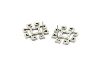 Earring Studs, 2 Antique Silver Plated Brass - Antique Silver Plated Brass Earrings - Brass Earrings - Earrings (21x21x1.5mm) N1534 H1426