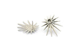 Silver Badge Earring, 2 Antique Silver Plated Brass Rosette Stud Earrings - Pad Size 4mm (29x25mm) N1507