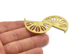 Retro Leaf Pendant, 2 Raw Brass Semi Circle Pendant With 2 Loops (38x22x1mm) BS 1946