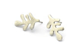 Silver Leaf Earring, 4 Antique Silver Plated Brass Leaf Stud Earrings, Findings (21x12x1.2mm) N1505