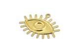 Brass Eye Charm, 24 Raw Brass Eye Charms With 1 Loop, Pendants, Earrings (26x22x1mm) A1201