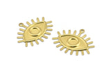 Brass Eye Charm, 24 Raw Brass Eye Charms With 1 Loop, Pendants, Earrings (26x22x1mm) A1201