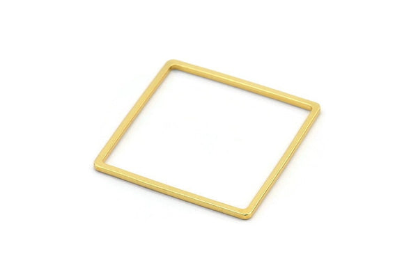 Gold Square Ring, 2 Gold Plated Brass Square Connectors (35x1.5mm) D1517