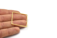 Gold Square Ring, 2 Gold Plated Brass Square Connectors (35x1.5mm) D1517
