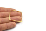 Gold Square Ring, 2 Gold Plated Brass Square Connectors (35x1.5mm) D1517