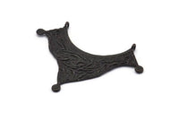 Black Ethnic Pendant, 2 Oxidized Black Brass Ethnic Pendants With 2 Loops (40x55x1mm) E201