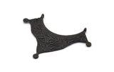 Black Ethnic Pendant, 2 Oxidized Black Brass Ethnic Pendants With 2 Loops (40x55x1mm) E201