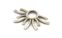 Silver Sun Pendant, 2 Antique Silver Plated Brass Sun Pendants (37.5x24.5x2mm) E206 H1214