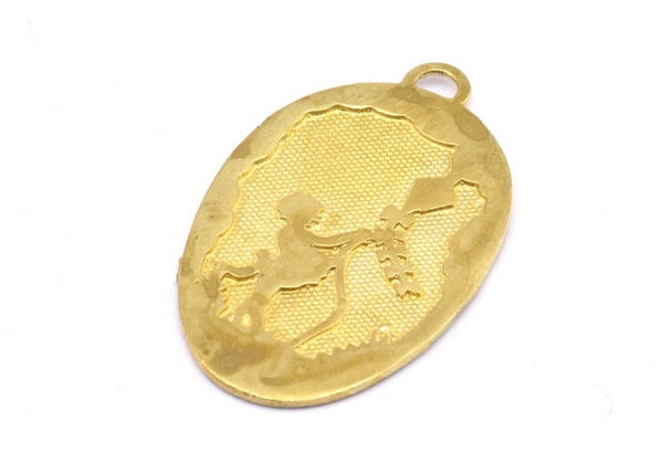 Kite And Kid Charm, 2 Raw Brass Kite And Kid Textured Oval Charms With 1 Loop, Blanks (41x25x1.3mm) E225