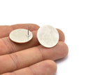 Silver Circle Earring, 4 Antique Silver Plated Brass Circle Stud Earrings (21x0.90mm) M966 A2016