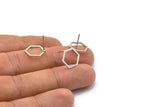 Silver Hexagon Earring, 10 Antique Silver Plated Brass Hexagon Stud Earrings (12x0.90mm) A1636 A1714