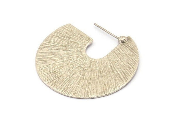 Silver Earring Findings, 2 Textured Antique Silver Plated Brass Pizza Slice Earrings, Findings (35x35x0.70mm) E256 H1181