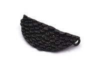 Siyah Yarım Ay, 2 Halkalı 3 Oksitlenmiş Siyah Pirinç Denizkızı Yarım Daire Kolye (31x14x2mm) E268 H1244