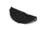 Siyah Yarım Ay, 2 Halkalı 3 Oksitlenmiş Siyah Pirinç Denizkızı Yarım Daire Kolye (31x14x2mm) E268 H1244