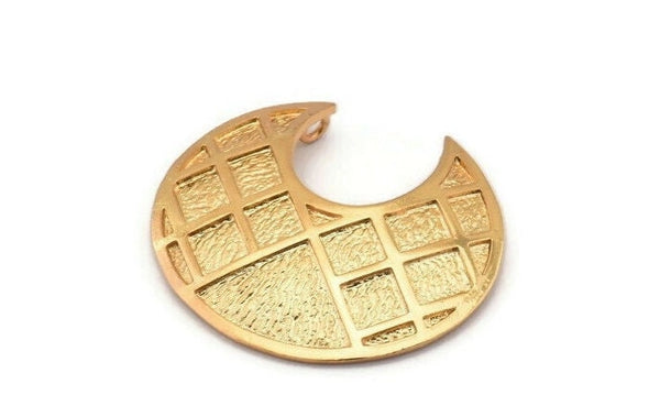 Altın Etnik Kolye, 2 Halkalı 1 Altın Kaplama Pirinç Etnik Kolye (37x33mm) E278 Q0567