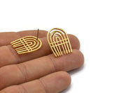 Earring Studs, 2 Gold Plated Brass - Gold Earrings - Earring Findings (24x17x1.5mm) N1666