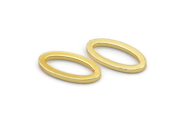 Gold Oval Connector, 6 Gold Plated Brass Oval Connectors, Charms, Findings (16x8x1.5mm) D1564