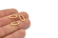 Gold Oval Connector, 6 Gold Plated Brass Oval Connectors, Charms, Findings (16x8x1.5mm) D1564