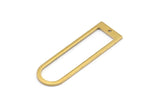 Brass D Shape Charm, 12 Raw Brass D Shape Pendants With 1 Hole (40x12x1mm) D1552