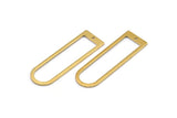 Brass D Shape Charm, 12 Raw Brass D Shape Pendants With 1 Hole (40x12x1mm) D1552