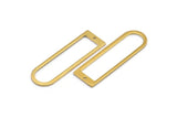 Brass D Shape Charm, 12 Raw Brass D Shape Pendants With 1 Hole (40x12x1mm) D1552