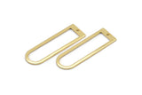 Gold D Shape Charm, 4 Gold Plated Brass D Shape Pendants With 1 Hole (40x12x1mm) D1552