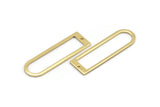 Gold D Shape Charm, 4 Gold Plated Brass D Shape Pendants With 1 Hole (40x12x1mm) D1552