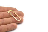 Gold D Shape Charm, 4 Gold Plated Brass D Shape Pendants With 1 Hole (40x12x1mm) D1552