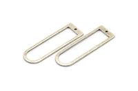 Silver D Shape Charm, 6 Antique Silver Plated Brass D Shape Pendants With 1 Hole (40x12x1mm) D1552 H1106