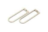 Silver D Shape Charm, 6 Antique Silver Plated Brass D Shape Pendants With 1 Hole (40x12x1mm) D1552 H1106