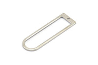 Silver D Shape Charm, 8 Silver Tone Brass D Shape Pendants With 1 Hole (40x12x1mm) D1552