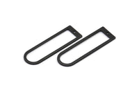 Black D Shape Charm, 6 Oxidized Black Brass D Shape Pendants With 1 Hole (40x12x1mm) D1552 H1106
