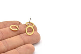 Brass Circle Earring, 10 Raw Brass Circle Stud Earrings (12x0.90mm) D1583 A1384