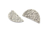 Silver Moon Earring, 4 Antique Silver Plated Brass Half Moon Stud Earrings With 1 Hole (25x12x0.60mm) D0794 A1927