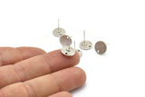 Silver Round Earring, 6 Textured Antique Silver Plated Brass Round Stud Earrings With 1 Hole, Stamping Tags (10x1mm) D1377 A1835