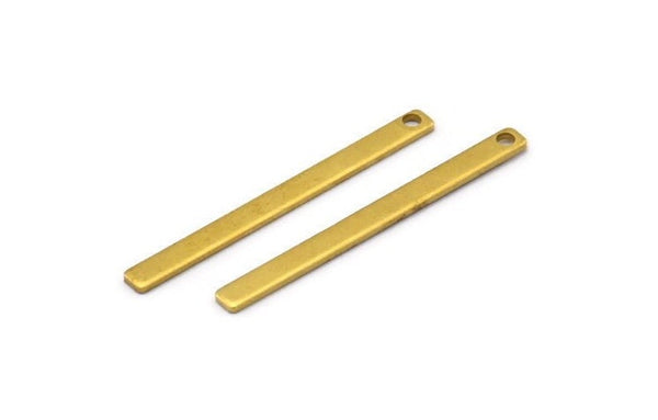 Tiny Bar Pendant, 24 Raw Brass Necklace Bars With 1 Hole (30x2.5x0.80mm) E390