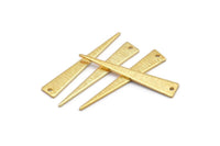 Gold Triangle Charm, 6 Textured Gold Plated Brass Triangle Charms With 1 Hole, Earrings, Findings (37x6x1mm) D1113 Q0924