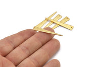 Gold Triangle Charm, 6 Textured Gold Plated Brass Triangle Charms With 1 Hole, Earrings, Findings (37x6x1mm) D1113 Q0924