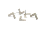 Silver Letter Earring, 8 Antique Silver Plated Brass V Shape Stud Earrings (12x19x0.60mm) D1008 A1828