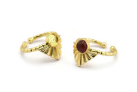 Gold Ring Settings, Gold Plated Brass Drop Ring With 1 Stone Setting - Pad Size 6mm N1112