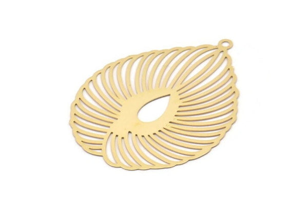 Gold Earring Charm, 2 Gold Plated Brass Textured Drop Earring Charms With 1 Loop Pendants, Findings (50x38mm) E438