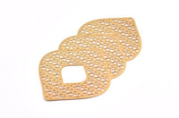 Gold Earring Charm ,2 Gold Plated Brass Ethnic Motif Earring Charms With 1 Hole Pendants, Findings (73x40mm) E449